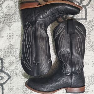 Tony Lama square toe bull hide cowboys boots